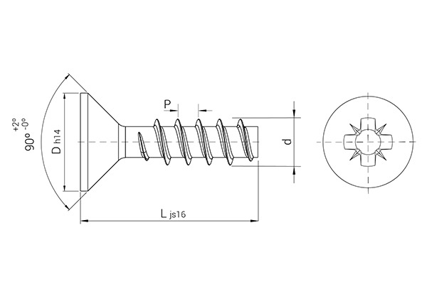 CELOspArk® 镀锌螺钉，沉头，POZI 槽型