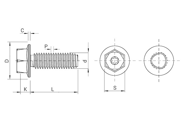 POWERLOK® 镀锌螺钉, 外六角带法兰头型, TORX® 槽型